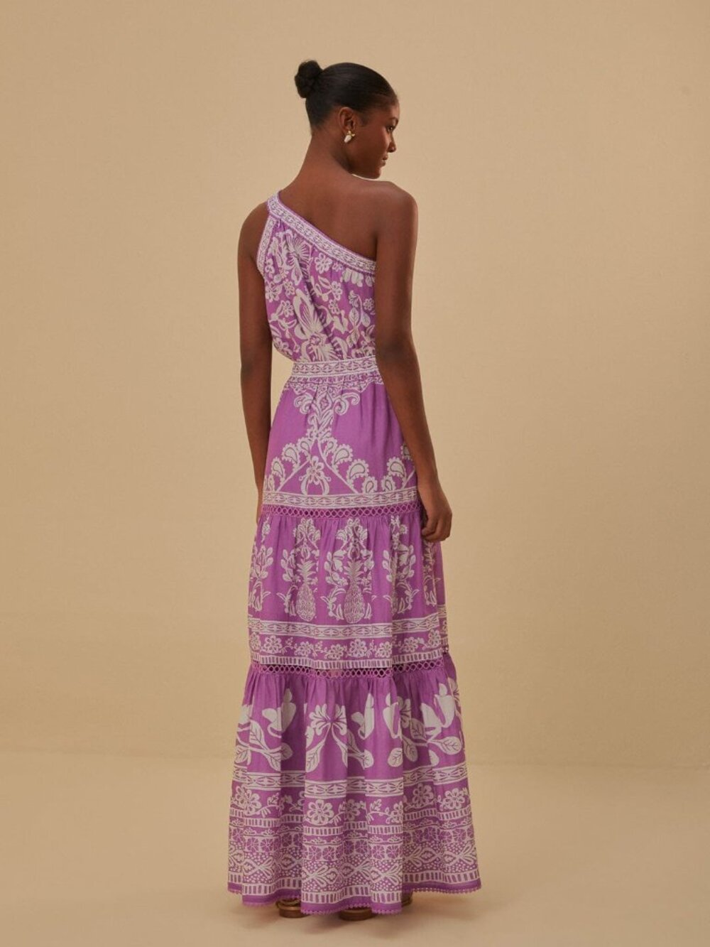 FARM Rio Sweet Garden Lilac Maxi Dress One-Shoulder - Picture 4 of 6